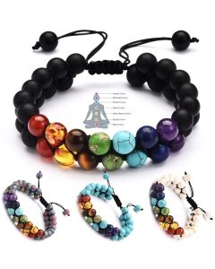 Colorful Stone European And American Men's Black Volcanic Rock Yoga Energy Bracelet