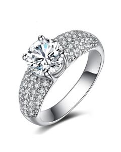 Zircon Copper Four-Claw Diamond Ring Lady