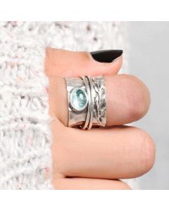 Vintage Leaf Crystal Zircon Rotatable Ladies Ring