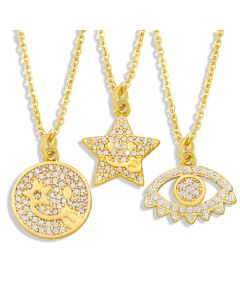 Cute Smiley Necklace 18K Gold Color Preserving Jewelry Smiley