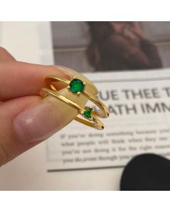 Fashion Green Diamond-studded Ring Female Opening