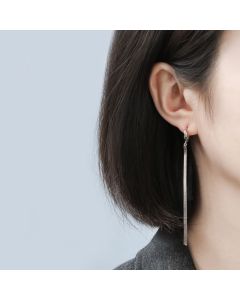 Pure Silver Ear Buckle Female Cold Wind Drape Long Style Fringe Personalized Earrings