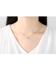 S925 Sterling Silver Necklace Ladies Six Prong Pendant With Chain Clavicle