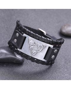Men's Antique Silver Fox Retro Cattle Leather Bracelet