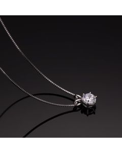 Classic Six Prong Moissanite Necklace Female D Color 1 Carat