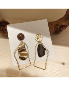 925 Silver Needle Irregular Oil Drop Earrings Simple