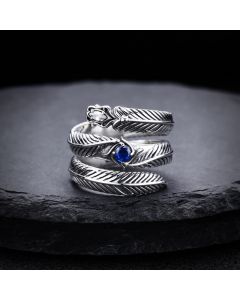 Retro 925 Sterling Silver Leaf Ring Ornament