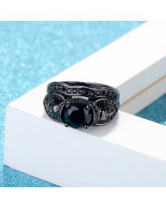 Skull Personality Punk European And American Black Gold Couple Rings