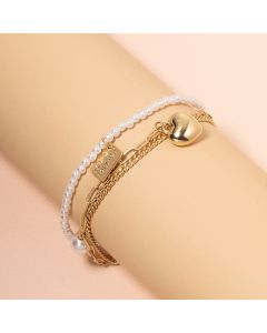 Three Layers Of Love Pearl Multi-layer Bracelet Women