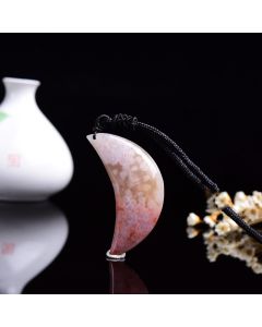 Natural Crystal Original Stone Primary-color Agate Moon-shaped Pendant