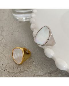 Mother Shell Minor Hipster Thick 925 Sterling Silver Ring