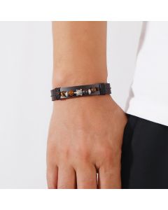 Multilayer Turtle Tiger Stone PU Leather Braided Hand Rope