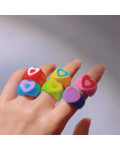 Love Heart Peach Resin Ring  Maiden Heart