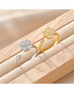 Rotating Clover Ring Female All-match Couple Ring Ornament