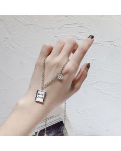 Distressed GOOD LUCK Lucky Square Necklace Love Pendant