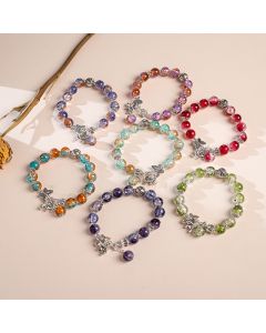 Chinese Style Butterfly Cracked Cystal Bracelet Gradient Beads Antique Silver Ladies