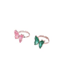 Forest Butterfly Color Transparent Live Mouth Ring Women