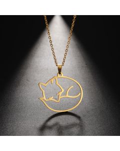 Stainless steel little fox necklace women