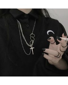 Circle cross multilayer necklace