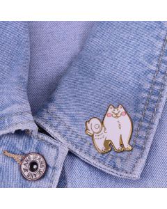 Fashionable And Cute White Dog Samoyed Copper Brooch