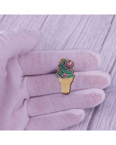 Cone Ice Cream Brooch Glitter Dessert Food Badge