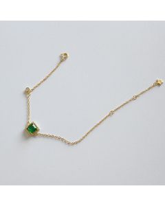 Sterling Silver Geometric Square Emerald Zircon Bracelet