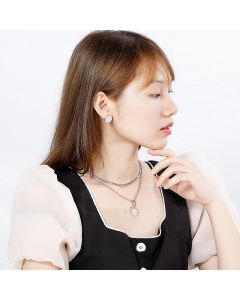Stacked Clavicle Chain Titanium Steel Earring Necklace