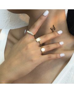 Set Geometric Retro Creative Oil Drip Joint Ring