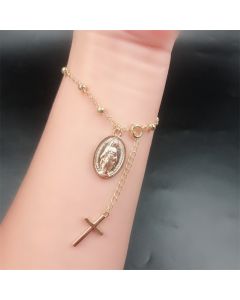 Simple Virgin Mary Clip Beads Adjustable Cross Bracelet