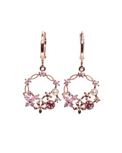 Golden Flower Inlaid Zircon Earrings Temperament Geometric