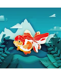 Personalized Decoration Badge Red And White Lion Head Original Design Goldfish Brooch