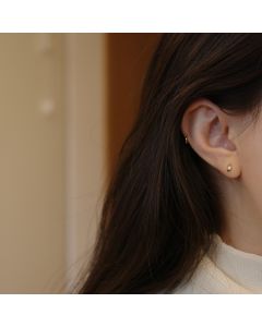 S925 Silver Plating 14k Golden Smooth Oval Mini Ear Studs