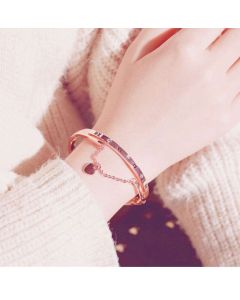 Roman Numeral Love Heart Tassel Peach Heart Pendant Bracelet