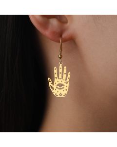 Retro Exaggerated Personalized Hip Hop Palm Hollow Eye Earrings