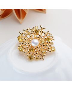 Elegant Dress With Pearl Brooch And Pin Temperament