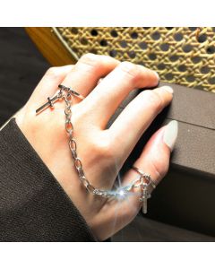 Personality Exaggerated Alloy Two-finger Chain Ring