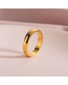 Golden Glossy Titanium Steel Couple Ring