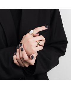 Oval White Shell Ring Minimalist