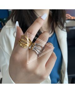 Women's New Style Temperament Line Metal Texture Ring