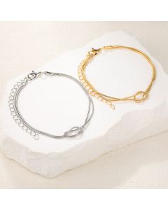 Knotted Couple Bracelet Gold And Silver Two-piece Women's Bracelet