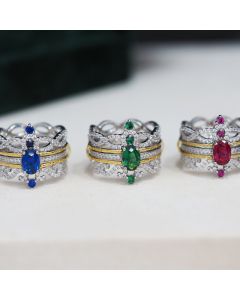 European And American Ins Italian Brushed Silver Color Separation Electric Gold Ring