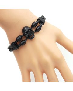 Neutral Men's Skull Black Buttons Leather Bracelet