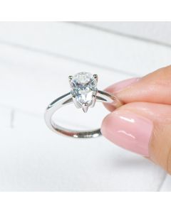 Luxury 2 Carat Moissanite Ring Drop Shape D Color