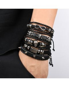 Skull 8-word Alloy Accessories Five-piece Cowhide