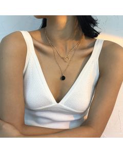 Double-layer Pendant Clavicle Chain Alloy Circle Ins Temperament Creative Necklace