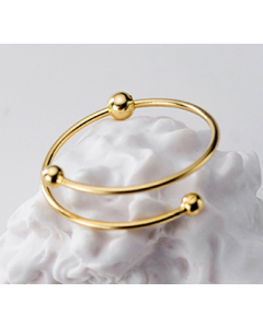 925 Sterling Silver Trendy Simple Beads No Fade Gold rings