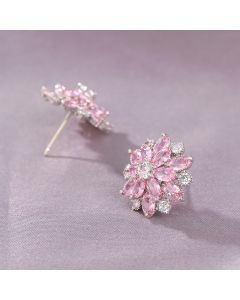 European And American Fashion Shiny Micro-inlaid Zircon Flower Earrings