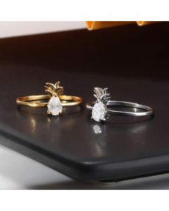 Exquisite And Small Pineapple Copper Micro Inlaid  Ring Women