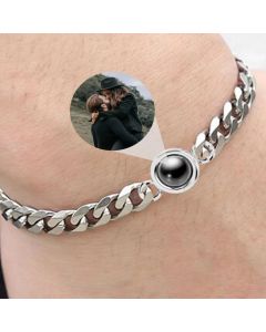 Titanium Steel Men And Women Personalized Photo Projection Custom Family Gathering Pet Couple Birthday Memory Bracele