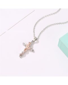 Classic Vintage Leaf Jesus Cross Necklace